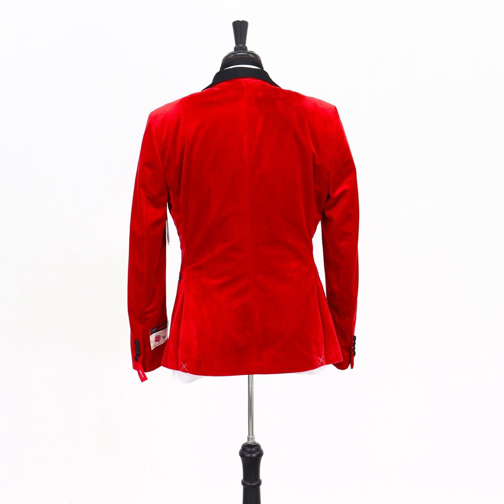 NEW J. Ferrar Slim 36R Red Velvet 1-Button Blazer Tuxedo Jacket W068 - Picture 5 of 8